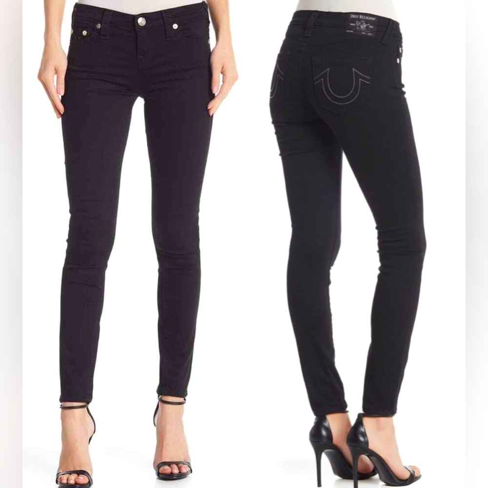 True Religion Halle Super Skinny Jeans Body Rinse Black Size 33
